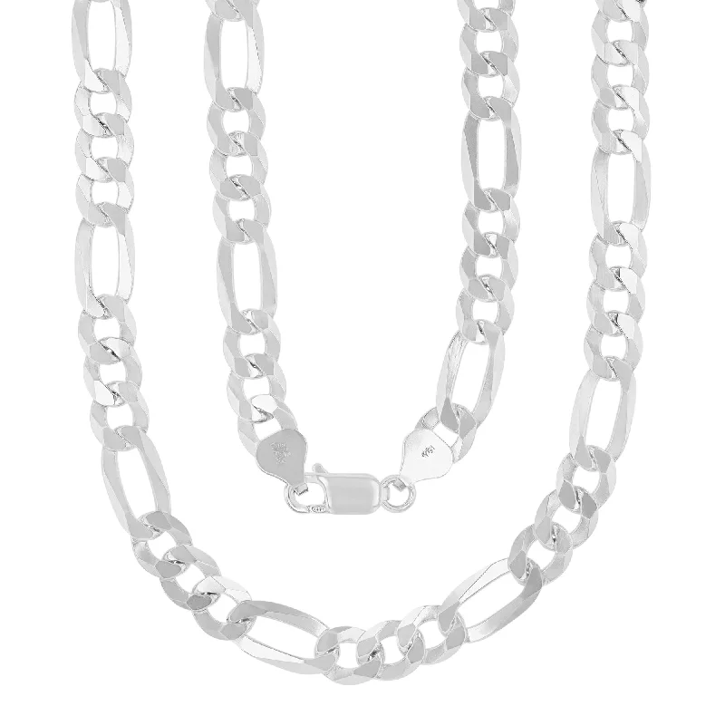 polished silver orbit necklace-Luxe Layers Sterling Silver 20-inch 7.7MM Figaro Chain