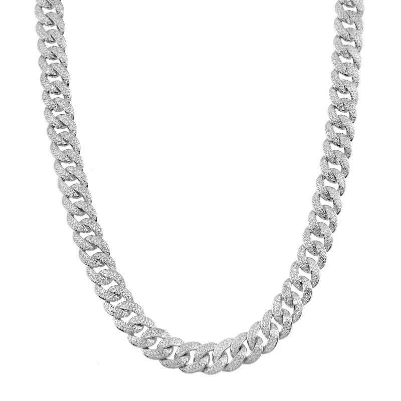 vintage-style emerald necklace-Luxe Layers Sterling Silver Round Cubic Zirconia 26-inch 11.7MM Curb Chain