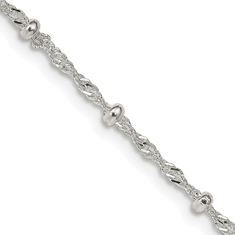 adjustable peak necklace-Sterling Silver 16-inch 2.5MM Beaded Singapore Chain