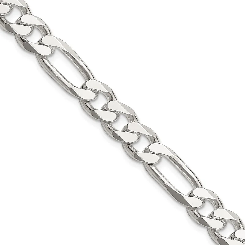 bohemian ridge necklace-Sterling Silver 20-inch 8MM Lobster Clasp Figaro Chain