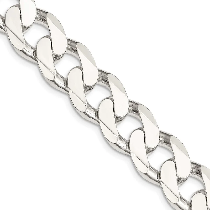 polished bronze chain necklace-Sterling Silver 28-inch 15MM Curb Chain