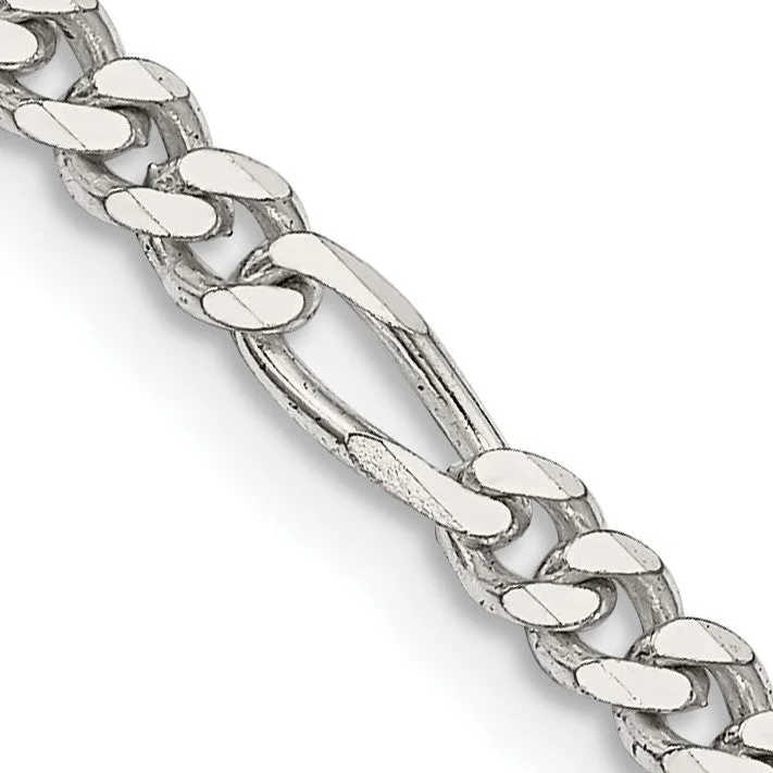 polished silver stack necklace-Sterling Silver 36-inch 3.5MM Figaro Chain