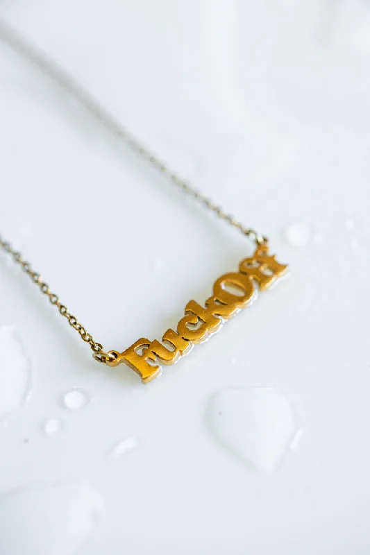 bohemian arrowhead necklace-Waterproof Fuck Off Gold Necklace