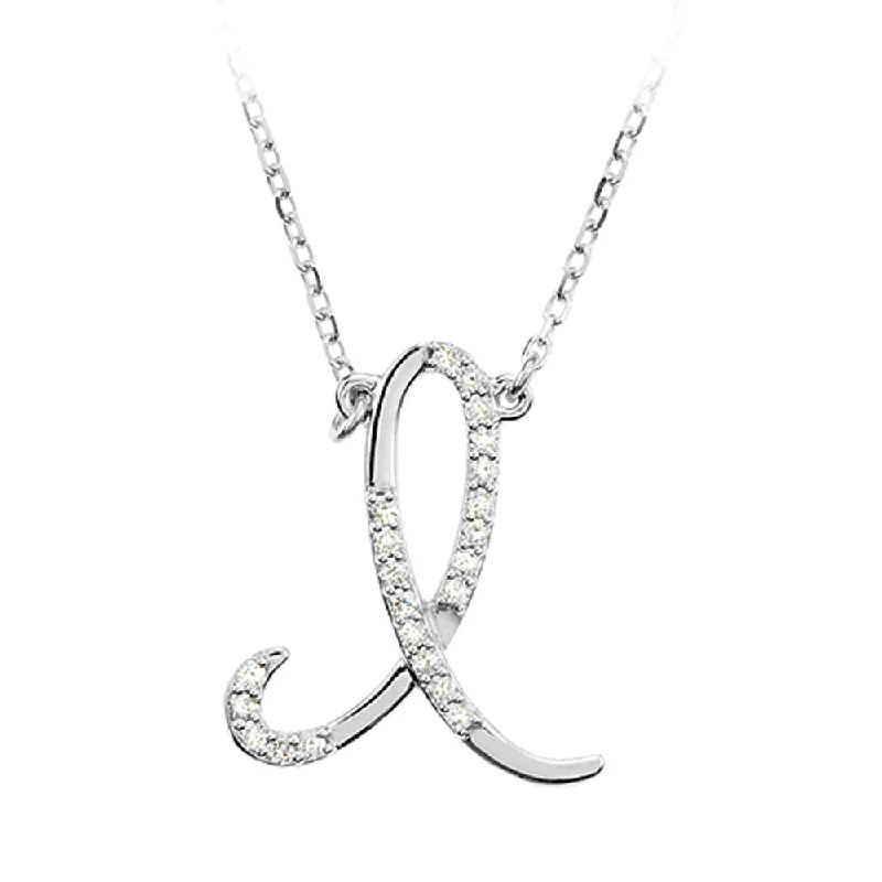 minimalist talon necklace-1/10 Ctw Diamond Sterling Silver Medium Script Initial I Necklace 16in