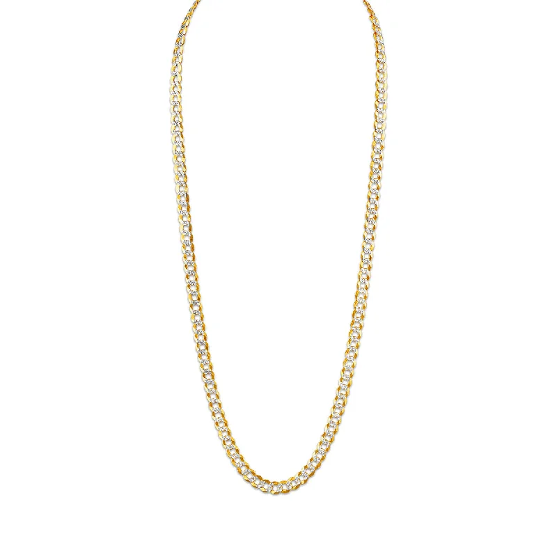 polished rose twist necklace-10KT White and Yellow Gold 26-inch 5.7MM Pave Curb Chain