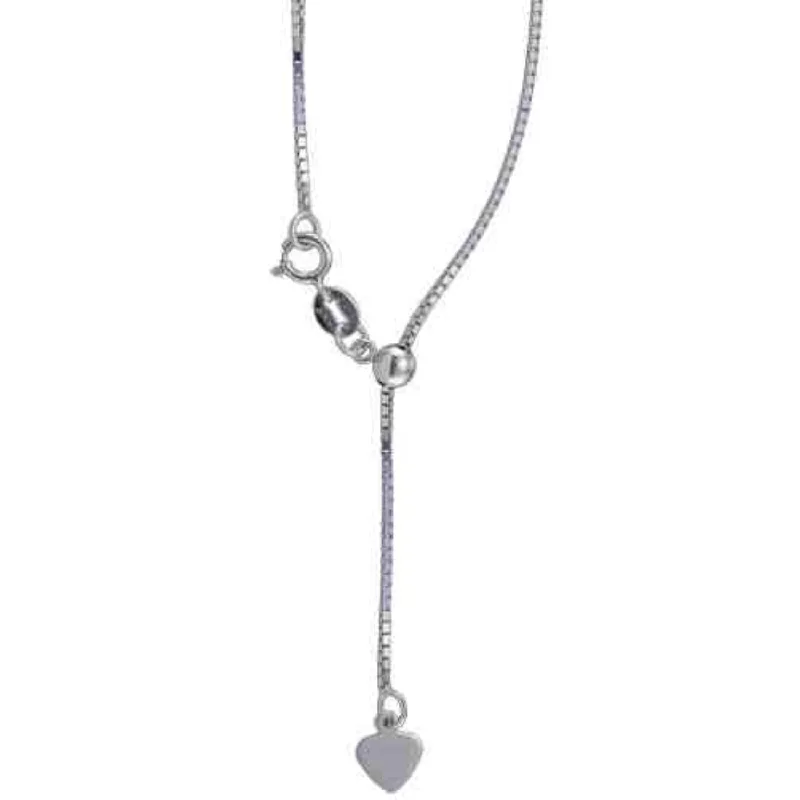 modern fused-stack necklace-10KT White Gold 24-inch 0.9MM Adjustable Box Chain