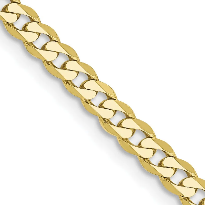 minimalist ridge necklace-10KT Yellow Gold 16-inch 2.9MM Flat Beveled Curb Chain