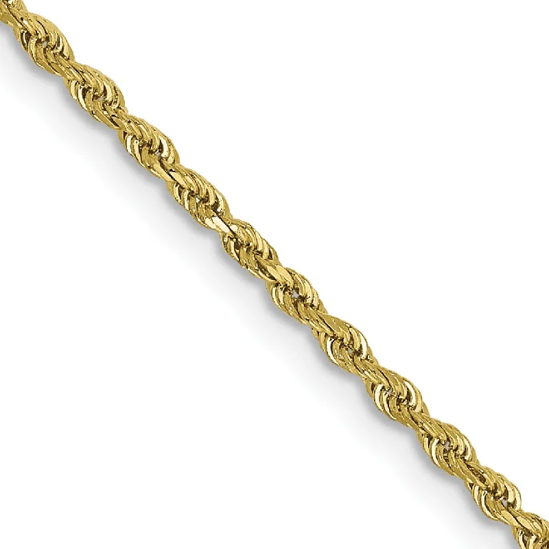 polished gold stack necklace-10KT Yellow Gold 18-inch 1.5MM Diamond-cut Lobster Clasp Rope Chain