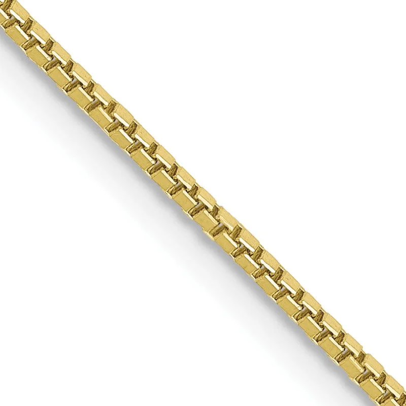 floral channel diamond necklace-10KT Yellow Gold 18-inch 1MM Lobster Clasp Box Chain