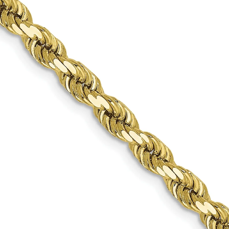 modern sleek orbit necklace-10KT Yellow Gold 22-inch 4MM Diamond-cut Lobster Clasp Rope Chain