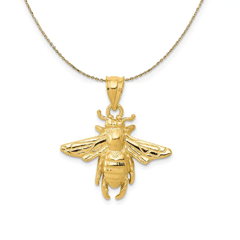 engraved oath chain necklace-14k Yellow Gold 2D Honey Bee Necklace