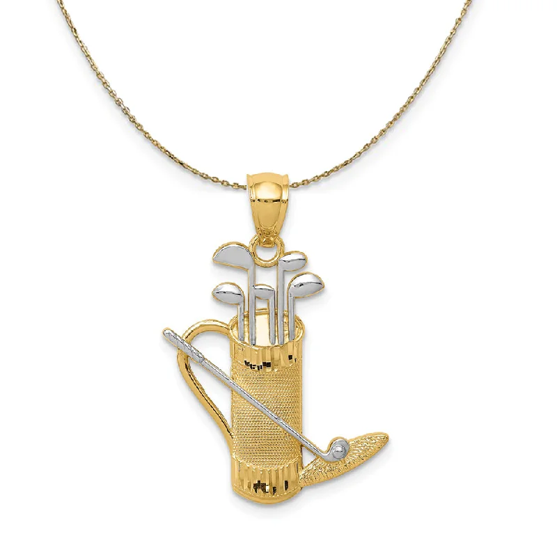 vintage-inspired agate necklace-14k Yellow Gold and Rhodium 2-Tone Golf Bag, Clubs Necklace