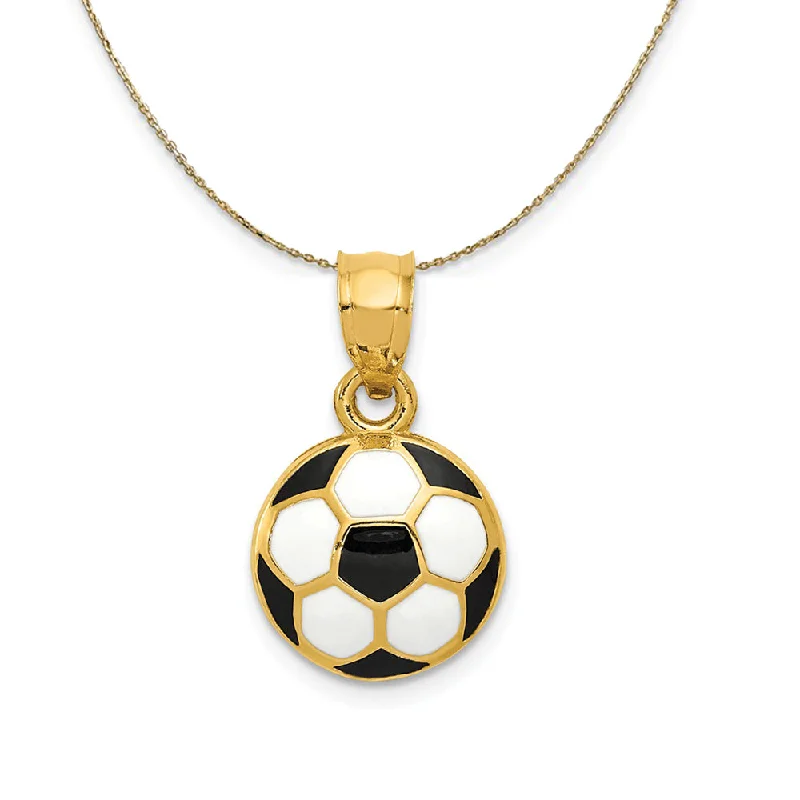 striking tanzanite cluster necklace-14k Yellow Gold & Enamel Black & White Soccer Ball Necklace