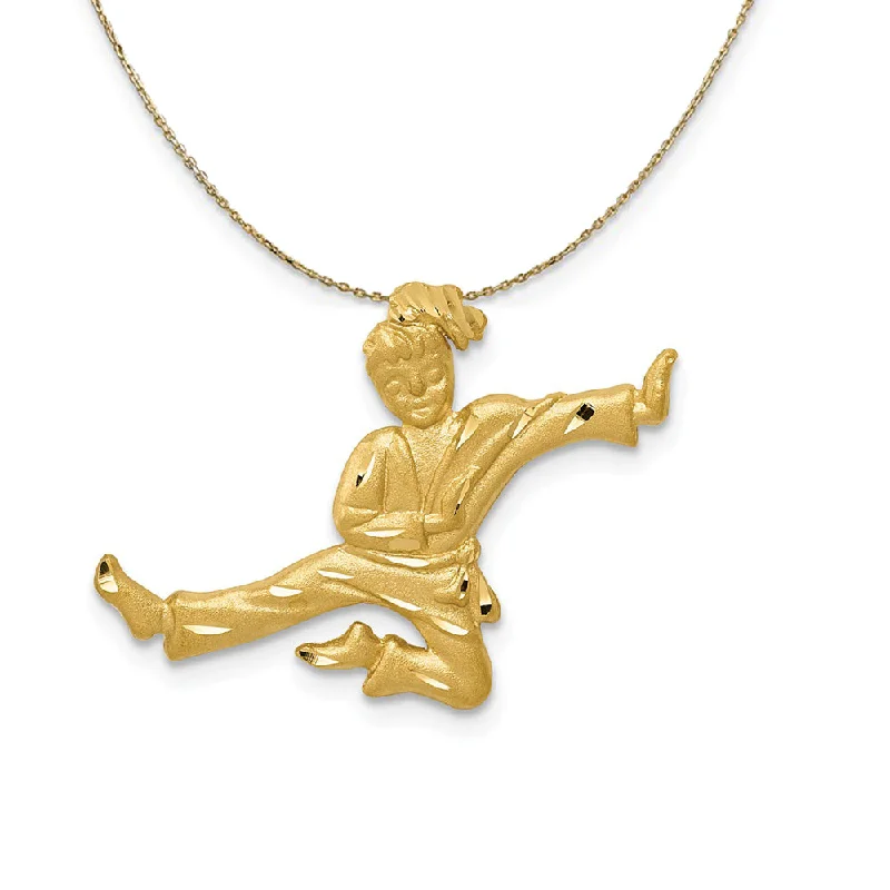 minimalist ridge pendant necklace-14k Yellow Gold Female Karate Kicker Necklace