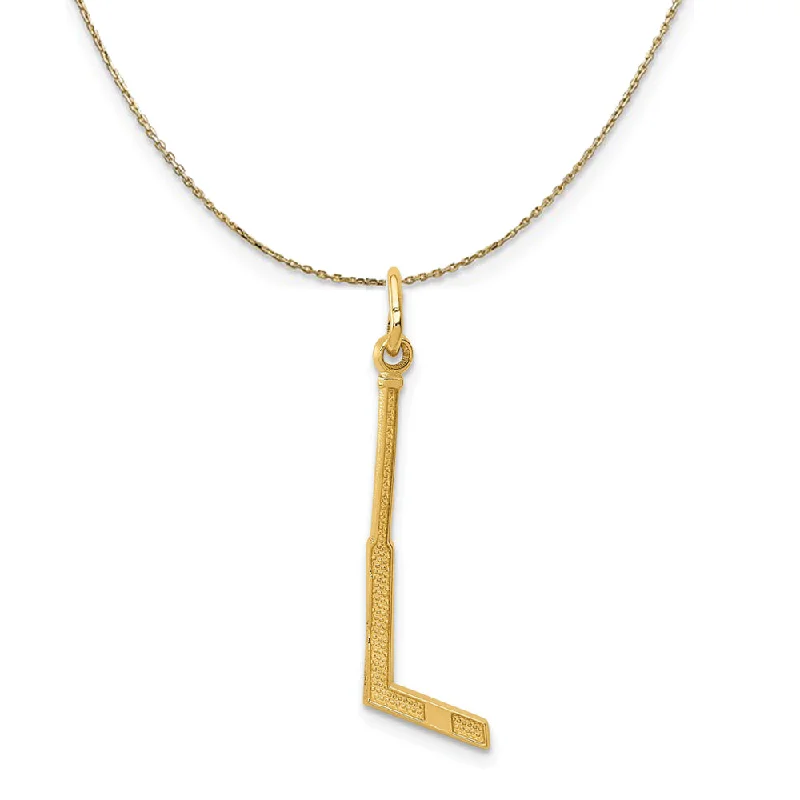 engraved honor pendant necklace-14k Yellow Gold Goalie Stick Necklace