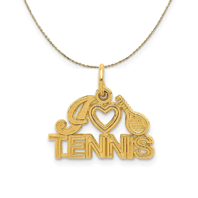 raw spinel cluster necklace-14k Yellow Gold I Heart Tennis Script Necklace