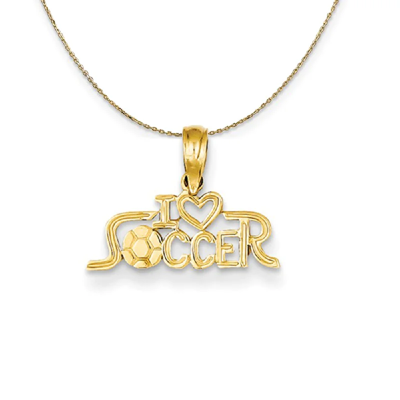 modern fused-stack necklace-14k Yellow Gold Petite I Heart Soccer Script Necklace