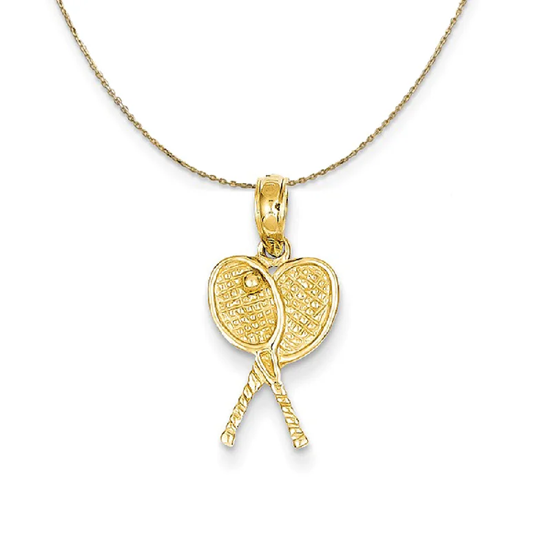 14k Yellow Gold Petite Tennis Racquets Necklace