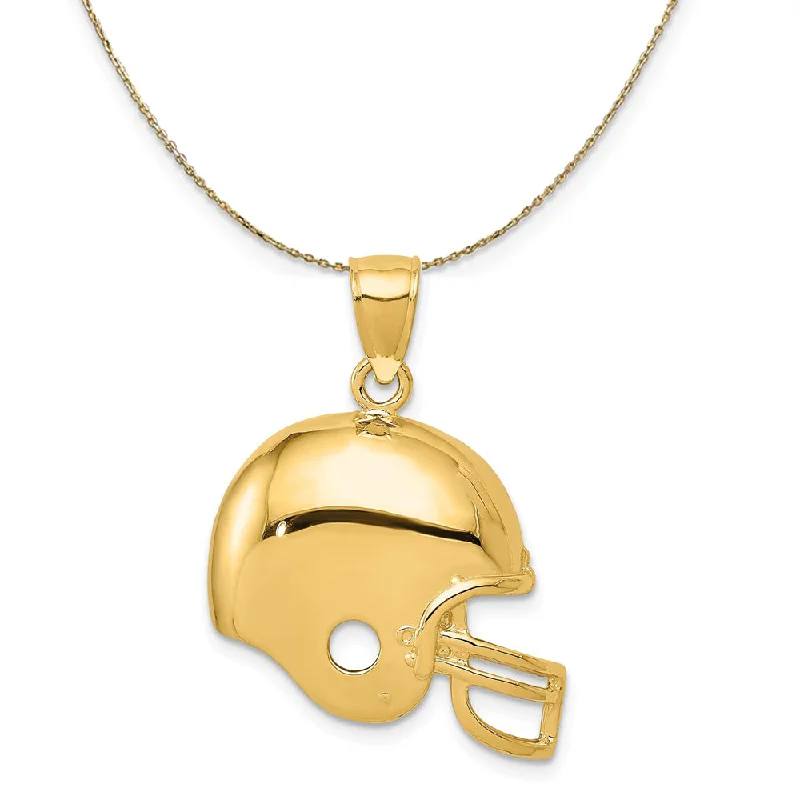 bold garnet channel necklace-14k Yellow Gold Polished Football Helmet Necklace