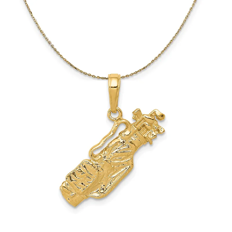 14k Yellow Gold Polished Golf Bag Necklace