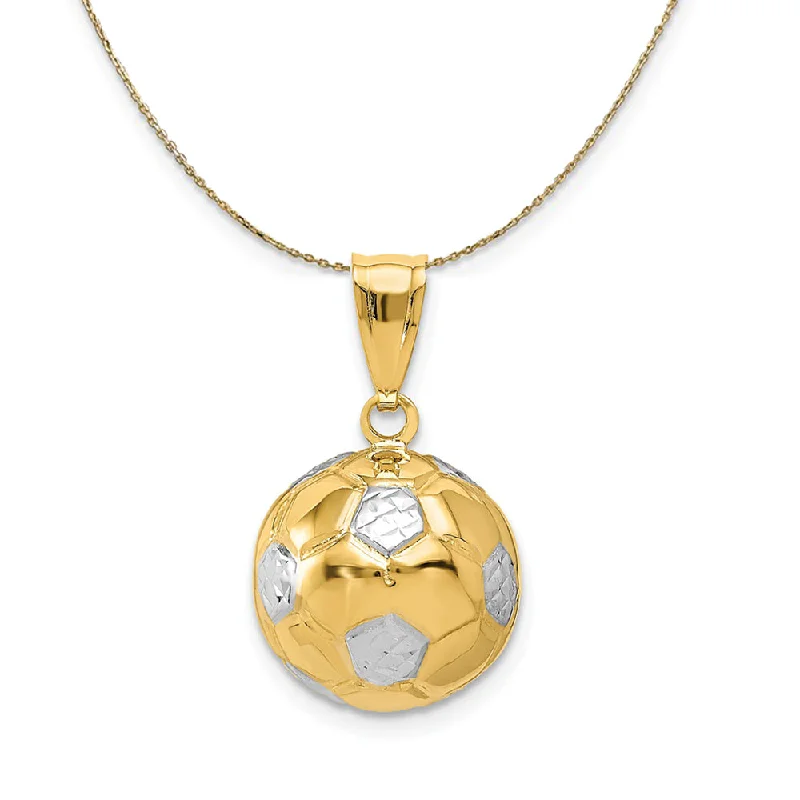 floral-inspired spinel necklace-14k Yellow Gold & Rhodium 3D Soccer Ball Necklace