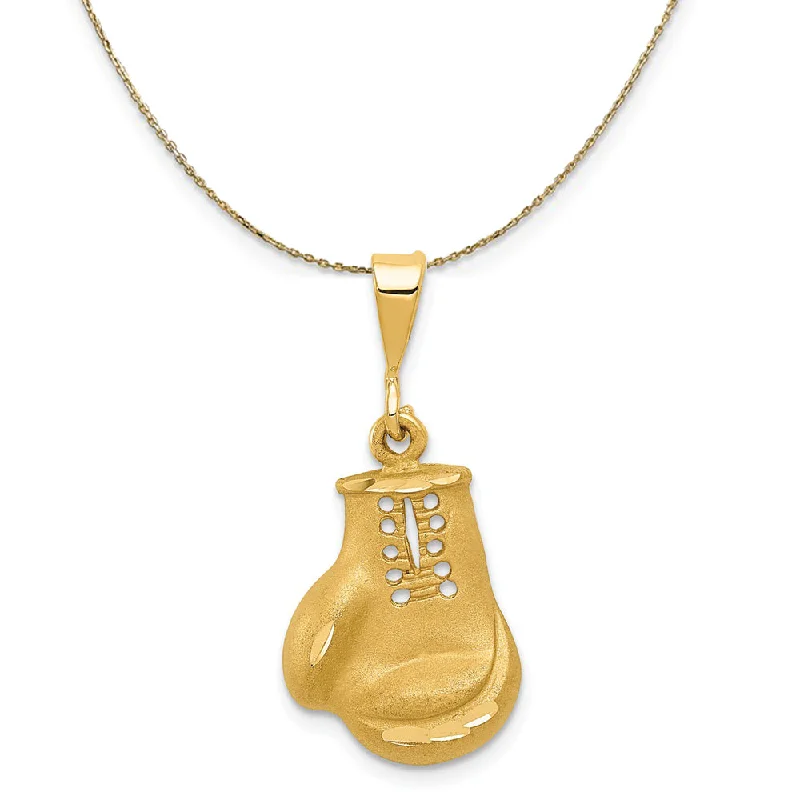 vintage-style sapphire necklace-14k Yellow Gold Satin and Diamond Cut Boxing Glove Necklace