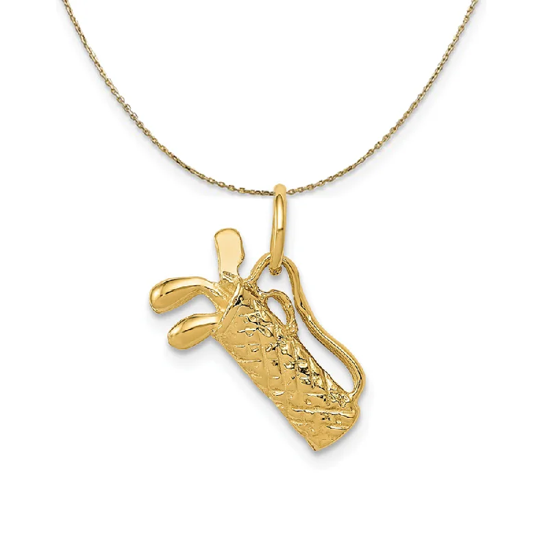 engraved legacy chain necklace-14k Yellow Gold Small 3D Golf Bag and Clubs Necklace