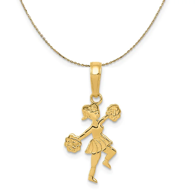 adjustable nickel choker necklace-14k Yellow Gold Small Cheerleader Necklace