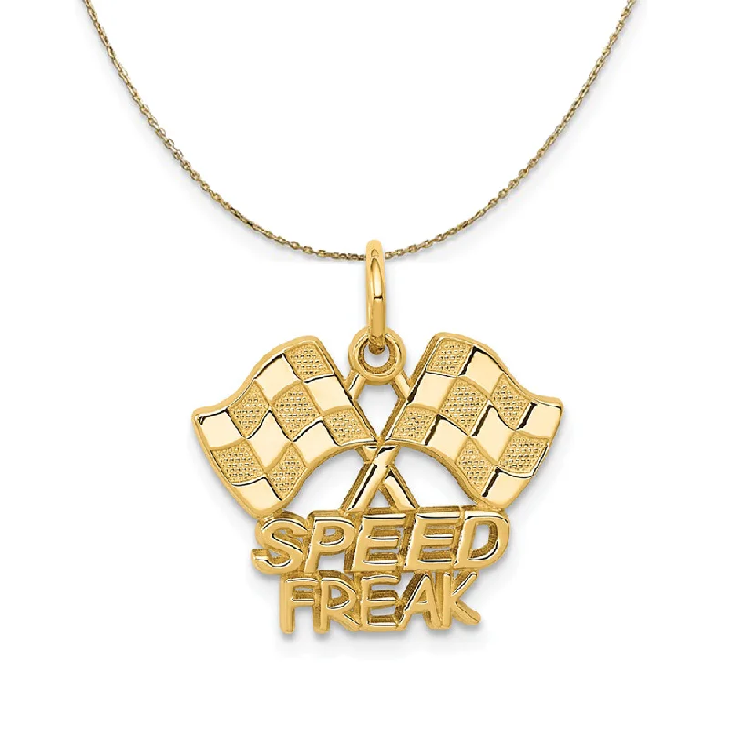 modern fused-chain necklace-14k Yellow Gold Speed Freak Checkered Racing Flags Necklace