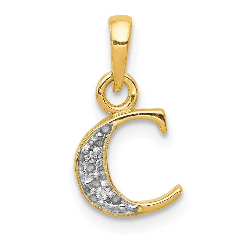 bold ruby ridge necklace-14KT White and Yellow Gold 1/100 CTW 15X8MM Initial Pendant; Initial C. Chain not Included