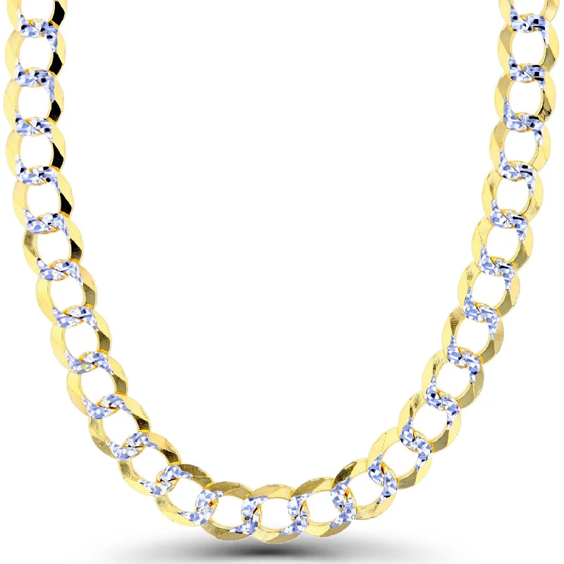 raw alexandrite cluster necklace-14KT White and Yellow Gold 24-inch 7MM Curb Pave Chain