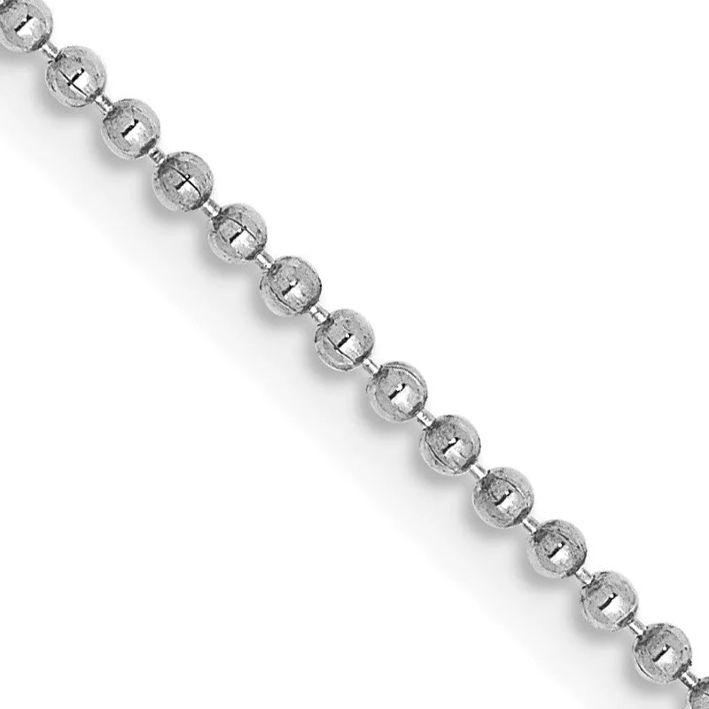 modern stacked kunzite necklace-14KT White Gold 14-inch 1.2MM Diamond-cut Lobster Clasp Beaded Chain