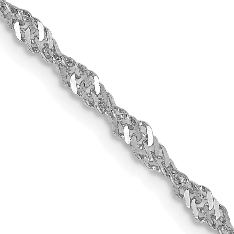 dainty thorn chain necklace-14KT White Gold 16-inch 2MM Diamond-cut Lobster Clasp Singapore Chain