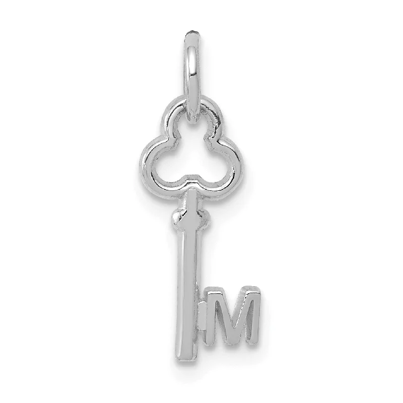 gothic-inspired wolf necklace-14KT White Gold 19X4MM Initial Key Pendant; Initial M. Chain not Included