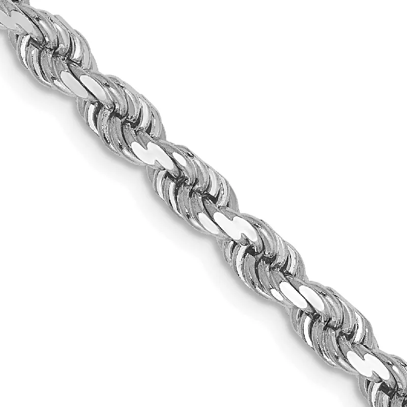 modern fused-stack necklace-14KT White Gold 20-inch 4MM Diamond-cut Lobster Clasp Rope Chain