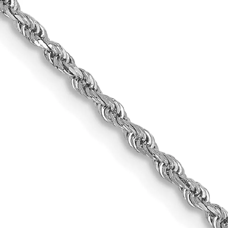 bold hexagon sapphire necklace-14KT White Gold 24-inch 1.5MM Diamond-cut Lobster Clasp Rope Chain