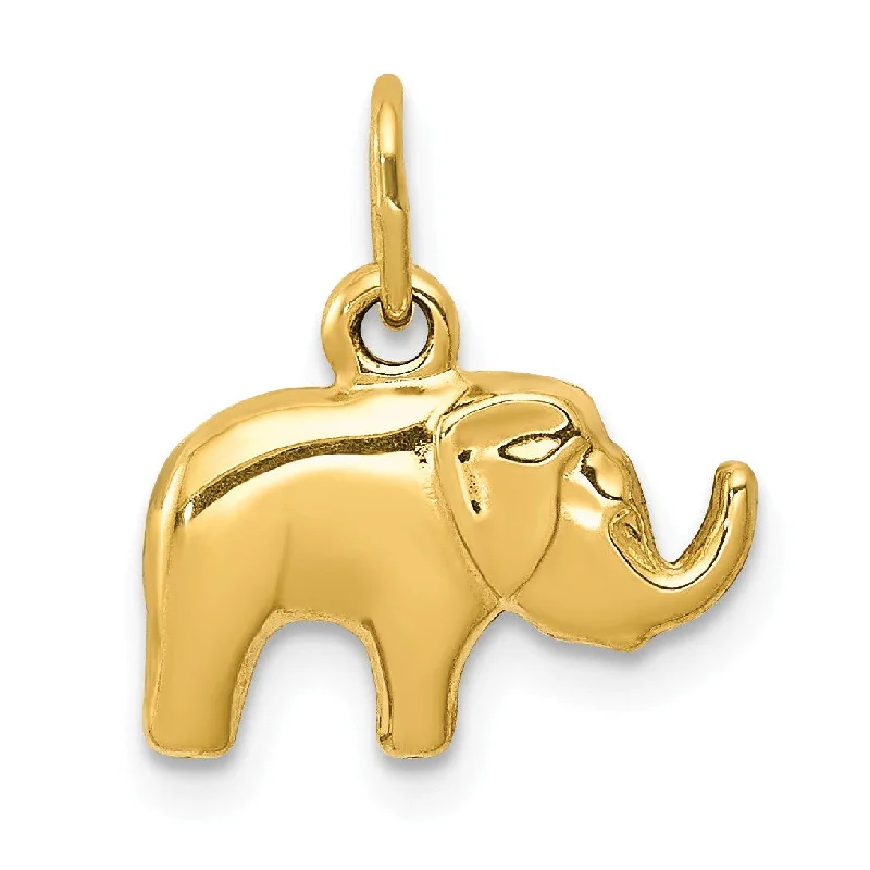 antiqued rose layered necklace-14KT Yellow Gold 15X13MM Three Dimensional Elephant Pendant. Chain Not Included