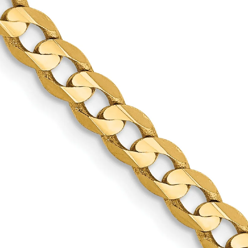 polished silver stack necklace-14KT Yellow Gold 18-inch 3.8MM Lobster Clasp Curb Chain