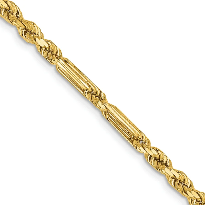 minimalist peak necklace-14KT Yellow Gold 18-inch 3MM Diamond-cut Lobster Clasp Rope Chain