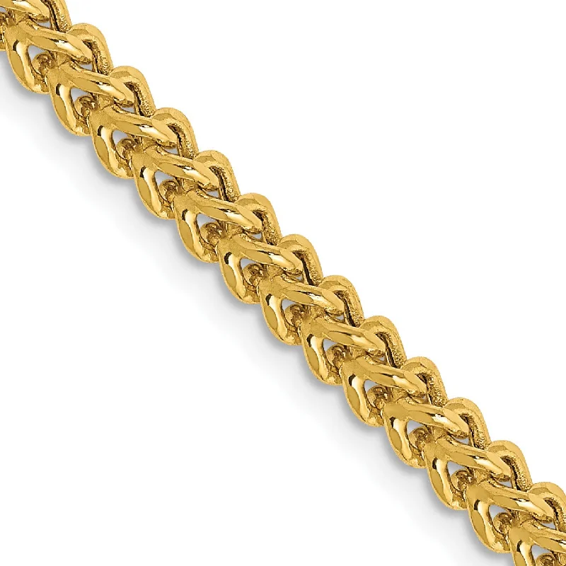 antiqued gold stack necklace-14KT Yellow Gold 18-inch 3MM Lobster Clasp Franco Chain