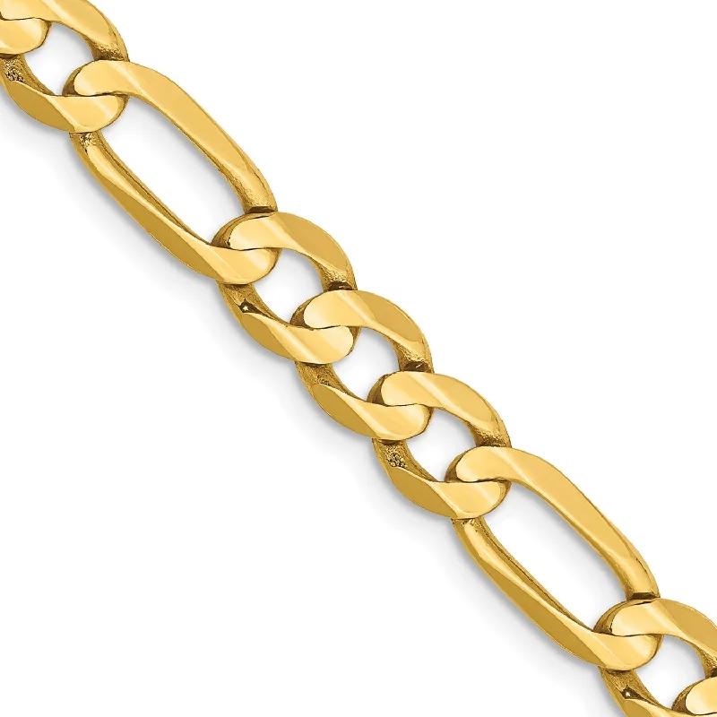 adjustable flame necklace-14KT Yellow Gold 22-inch 6MM Lobster Clasp Figaro Chain