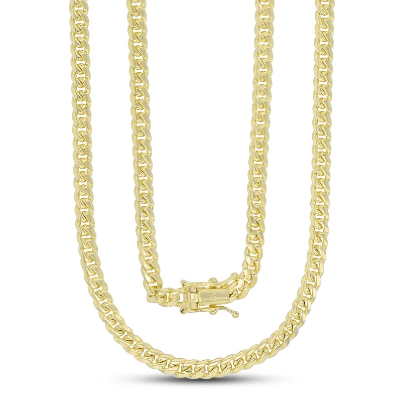 polished rose layered necklace-14KT Yellow Gold 24-inch 4MM Miami Cuban Link Chain