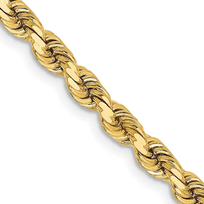 adjustable fern pendant necklace-14KT Yellow Gold 28-inch 3.75MM Rope Chain