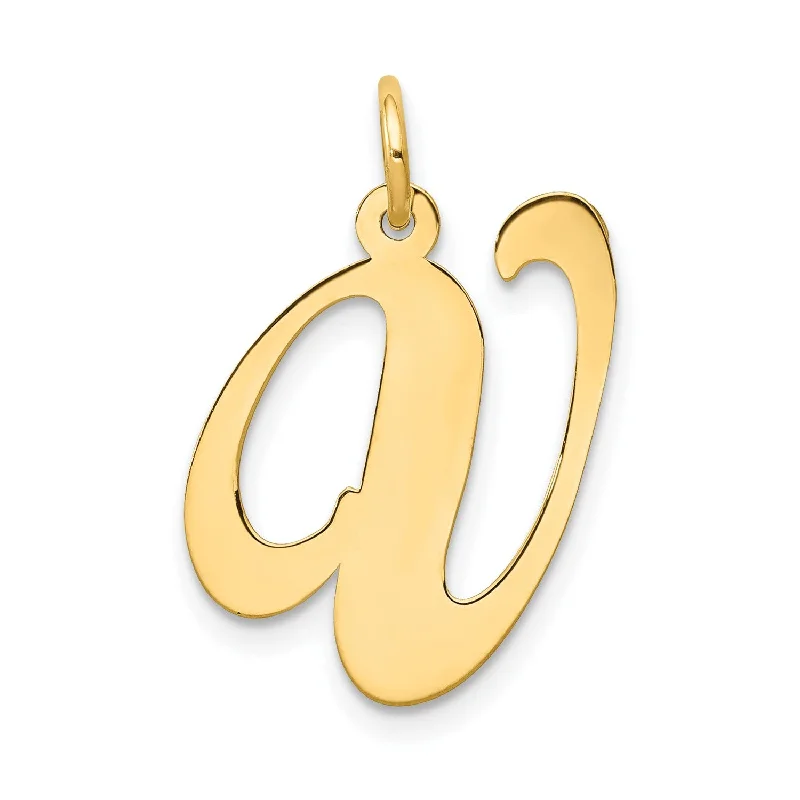 engraved loyalty chain necklace-14KT Yellow Gold Initial Pendant; Initial V. Chain not Included