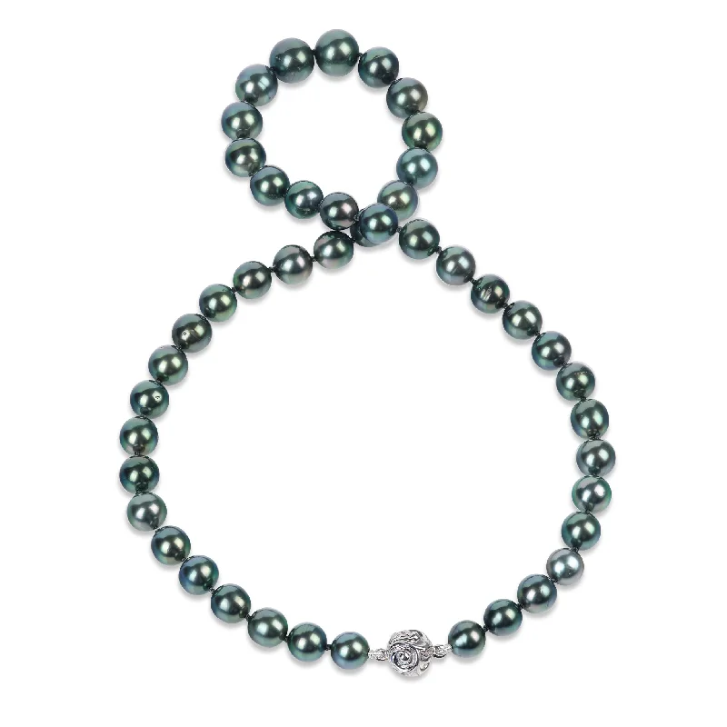 bold ruby ridge necklace-18-19" Tahitian Black Pearl Strand with Magnetic White Gold Clasp - 8-11mm