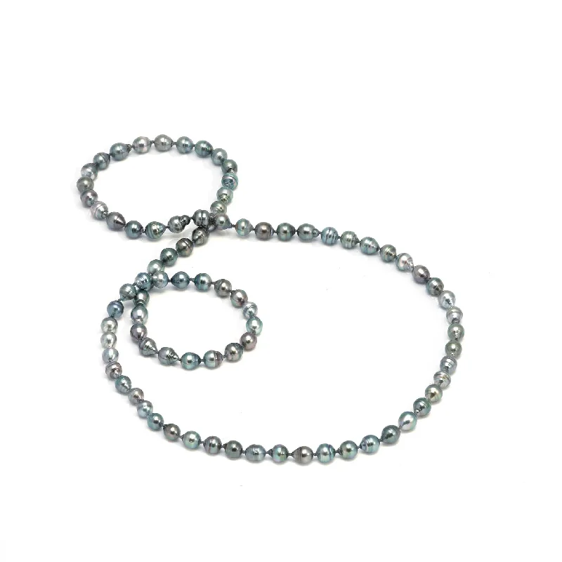 modern sleek ridge necklace-38-41" Tahitian Black Pearl Strand - 8-10mm