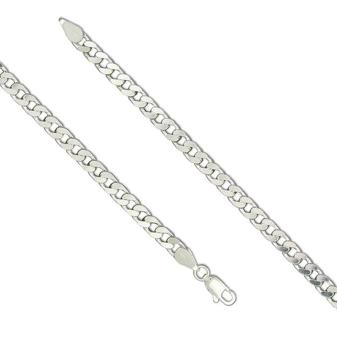 bohemian tribal necklace-46cm Sterling Silver Flat Curb Chain Necklace