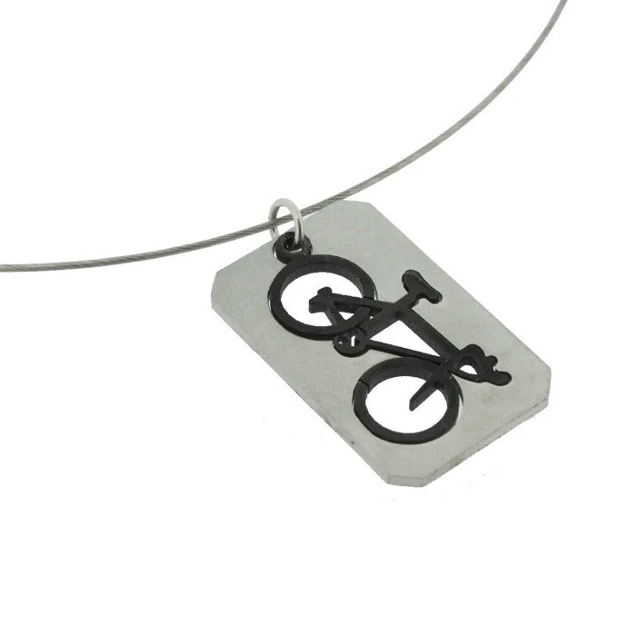 vintage-inspired tanzanite necklace-Bicycle Dog Tag Necklace - Wholesale