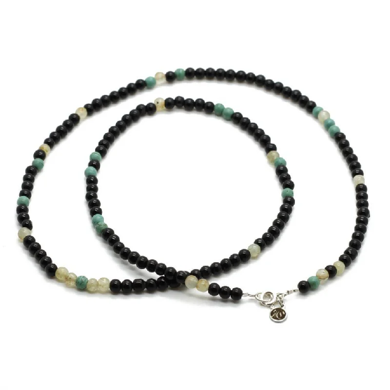 boho-inspired spinel necklace-Simple Black Onyx Beaded Necklace