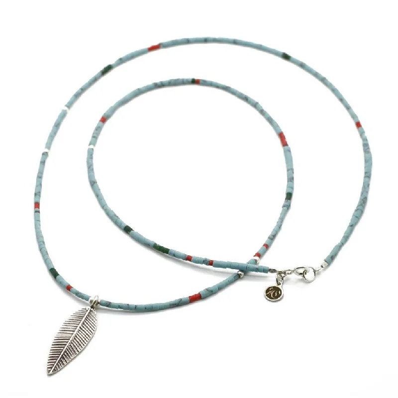 minimalist ridge necklace-Mix Strand Feather Necklace - Sterling Silver